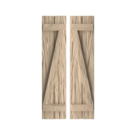 Rustic Two Board Joined Board-n-Batten Riverwood Faux Wood Shutters W/Z-Board, 11W X 24H